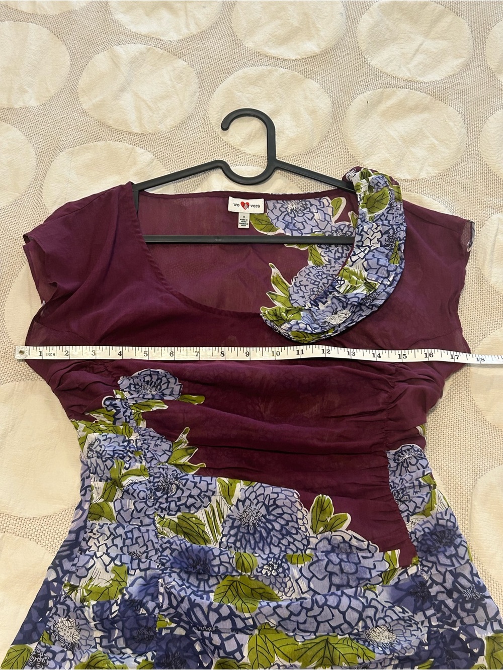 We Love Vera for Anthropologie NWOT Floral Peplum Blouse Plum Purple Size 0 - Picture 6 of 9